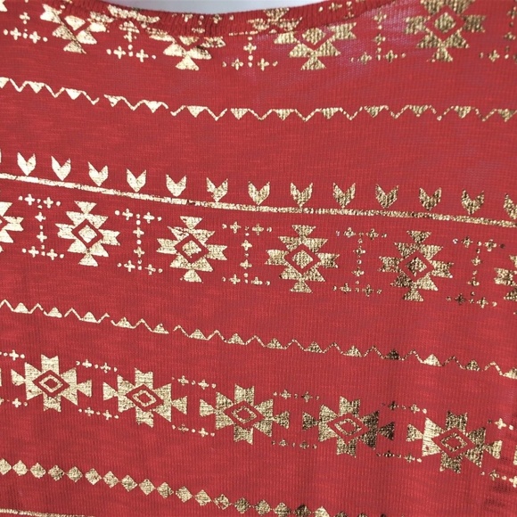 Long Sleeve Red & Gold Christmas Top Size L - Picture 7 of 8